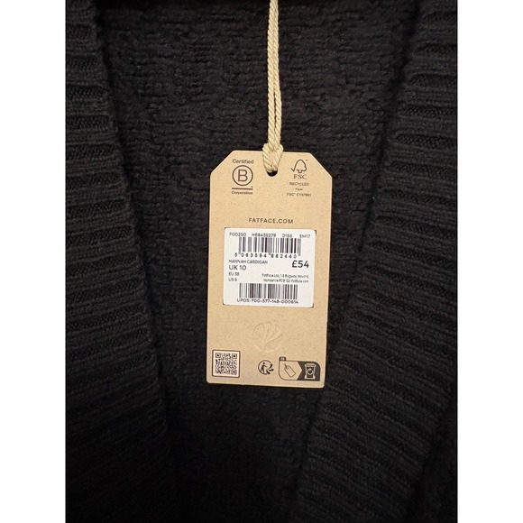 NWT Fatface Hannah Longline Knitted Cardigan – Black – Size US 6 - Picture 5 of 7